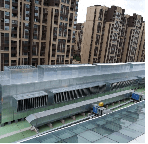 02 武漢天虹廣場(chǎng)樓頂冷卻塔降噪、冷卻塔噪音治理